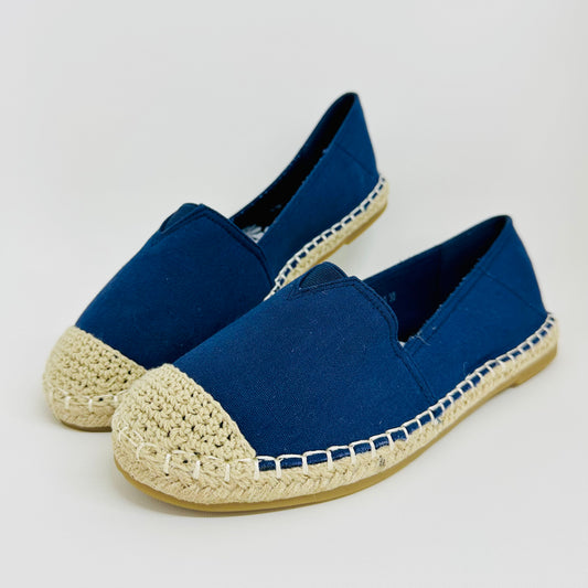 Alpargatas Femininas em Lona – Leves, Confortáveis e Estilosas – Azul Escuro de Várias Cores com Linho Tecido de Palha Para verão