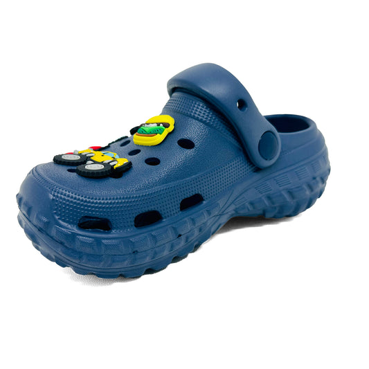 Verão Sandálias Praianas Infantis Coloridos com Pingentes Divertidos – Leves, Confortáveis e Antiderrapantes Moda toe envoltório flip-flop para Crianças sapatos de praia ao ar livre chinelos de casa meninas e meninos Azul Escuro