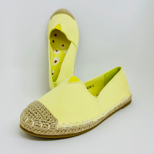 Alpargatas Femininas em Lona – Leves, Confortáveis e Estilosas – Amarelo de Várias Cores com Linho Tecido de Palha Para verão