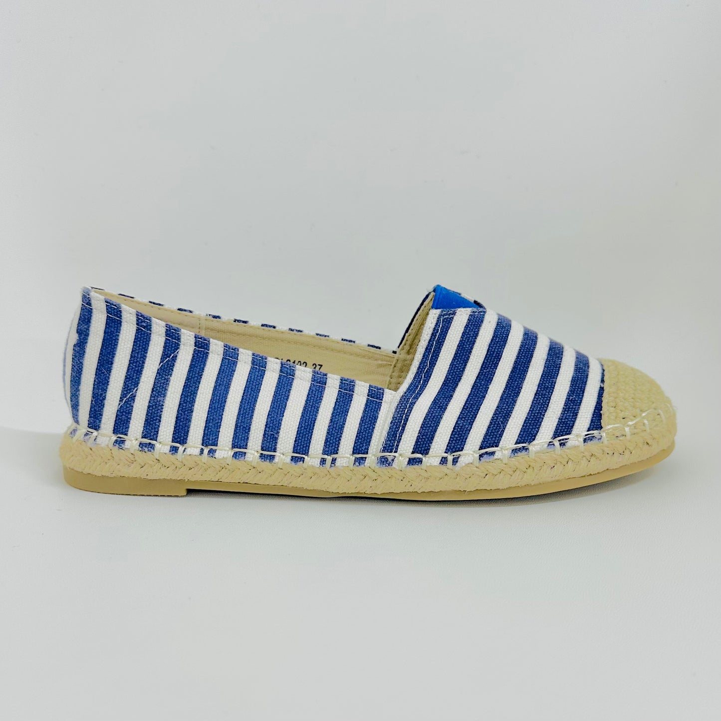 Alpargatas Femininas em Lona – Leves, Confortáveis e Estilosas – Azul Claro Listrado de Várias Cores com Linho Tecido de Palha Para verão
